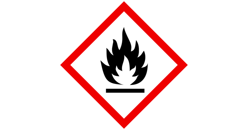 Symbol för brandfarlig vara.
